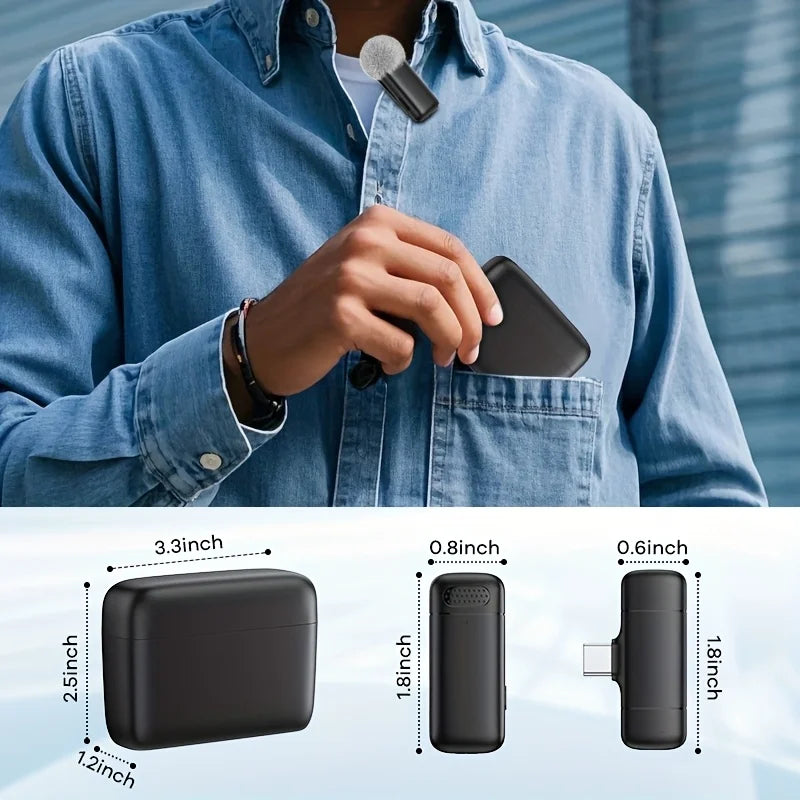 Wireless Lavalier Microphone – Charging Case | Noise Cancelling | iPhone & Android