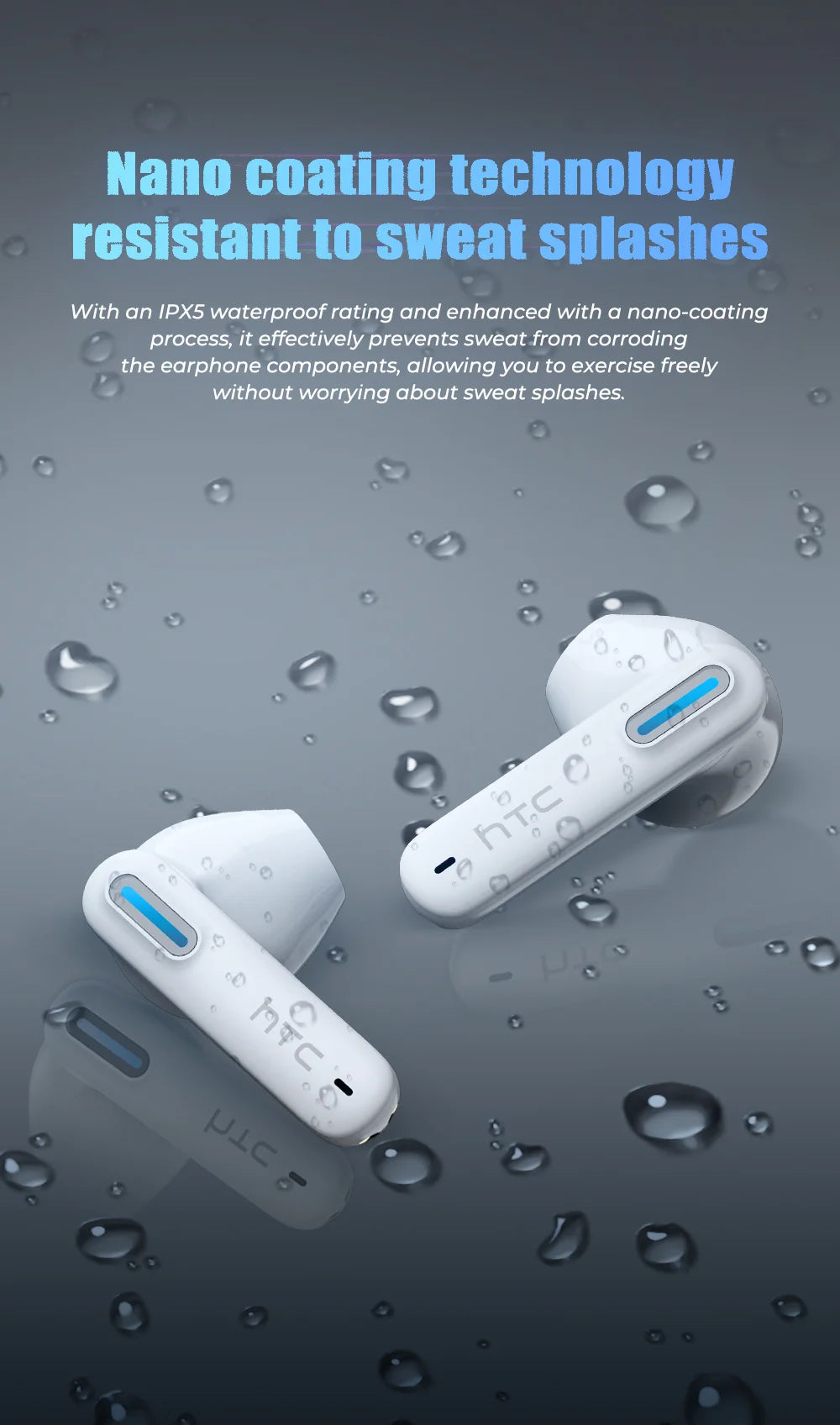 HTC NE49 AI Translator Earbuds – 40H Battery | ENC Noise Cancelling | Bluetooth 5.3