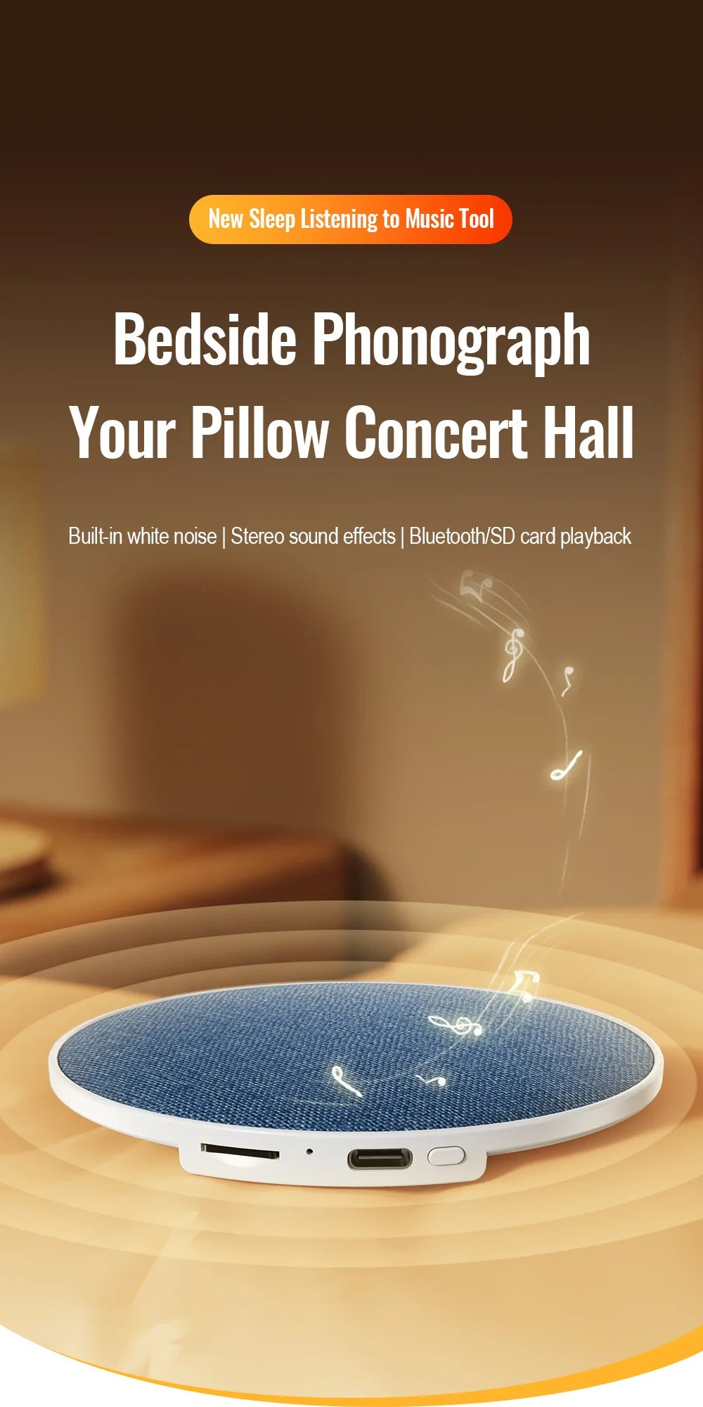 Wireless Pillow Speaker – Sleep Aid | 360° HiFi Sound | Bluetooth 5.4