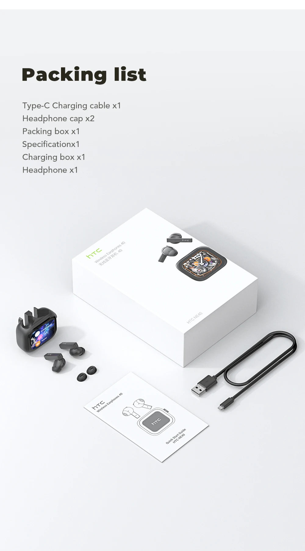 HTC NE40 AI Translator Earphones – Bluetooth | 40H Battery | 144 Languages
