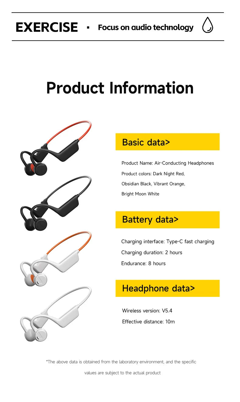 Bone Conduction Headphones IPX8 — Waterproof Bluetooth 5.4 Sports Headset with Mic
