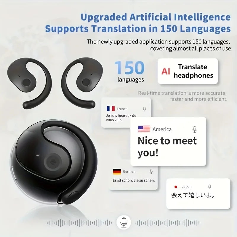 AI Translation Earphones – 144 Languages | Real-Time | Bluetooth 5.4