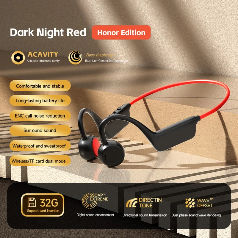 Bone Conduction Headphones IPX8 — Waterproof Bluetooth 5.4 Sports Headset with Mic