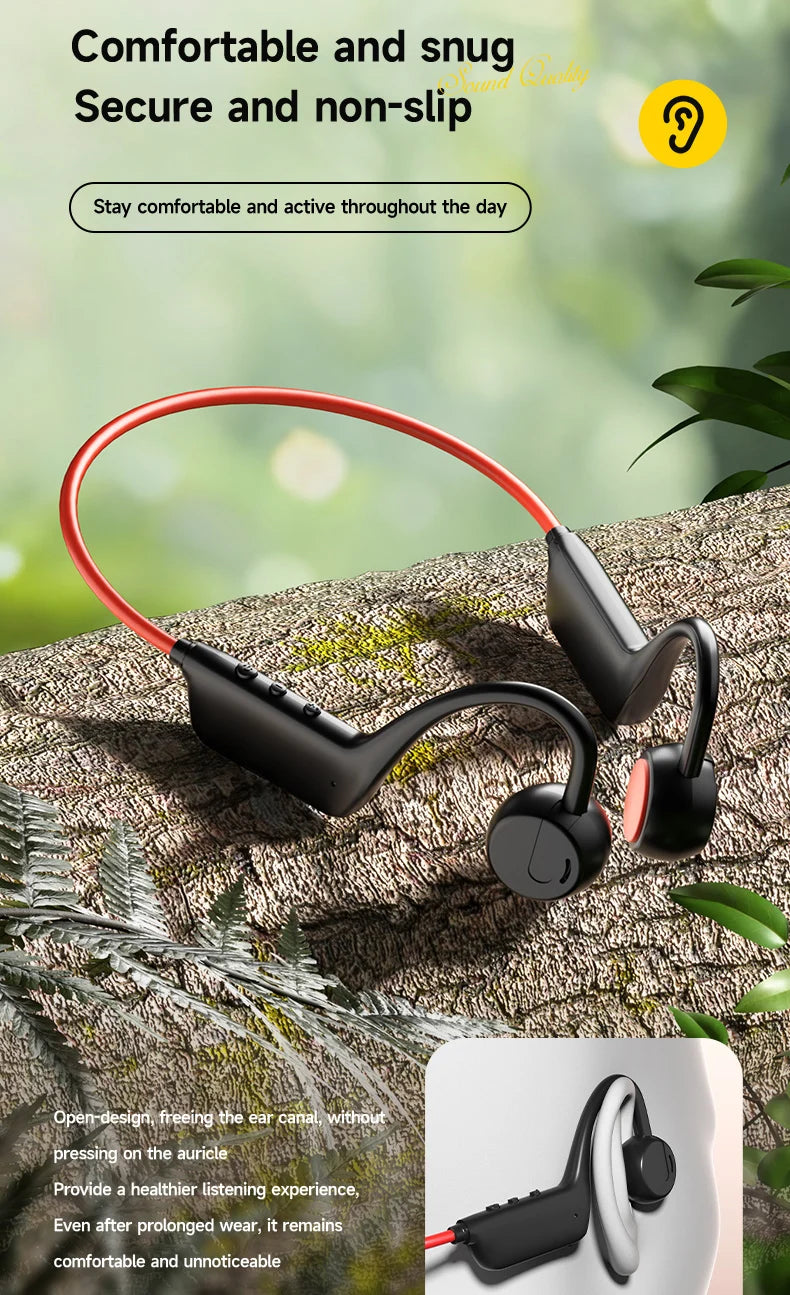 Bone Conduction Headphones IPX8 — Waterproof Bluetooth 5.4 Sports Headset with Mic