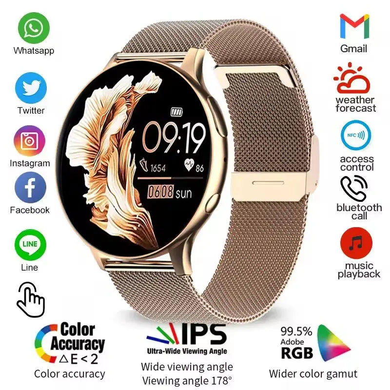 Women's Smart Watch – Bluetooth Calling | Heart Rate & Sleep Monitor | Waterproof