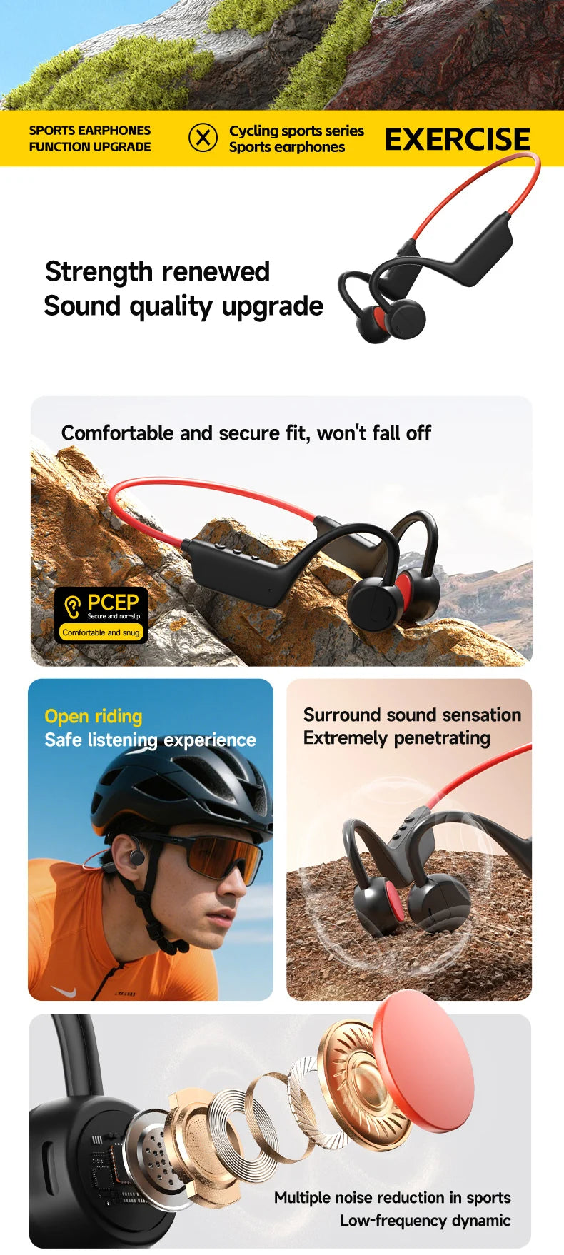 Bone Conduction Headphones IPX8 — Waterproof Bluetooth 5.4 Sports Headset with Mic