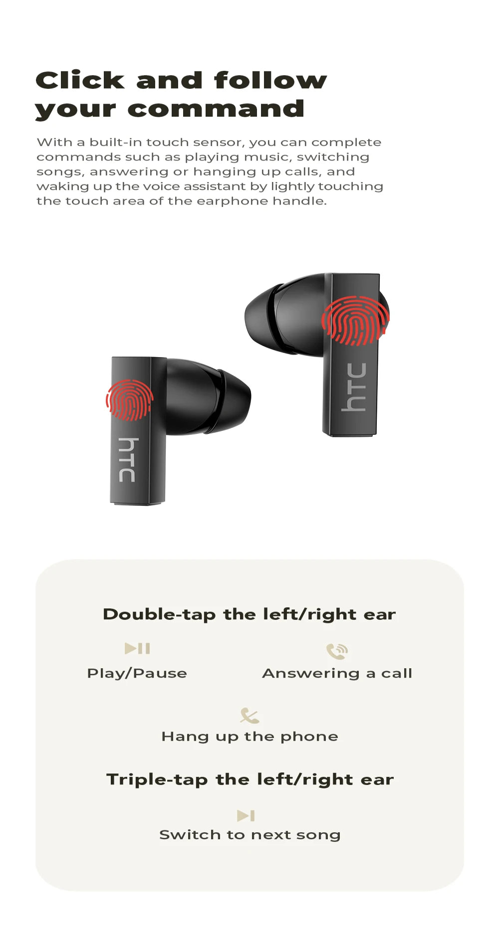 HTC NE40 AI Translator Earphones – Bluetooth | 40H Battery | 144 Languages