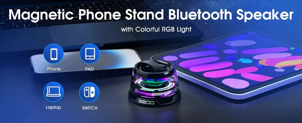Mini RGB Bluetooth Speaker – Phone Stand | Portable | Stereo Sound