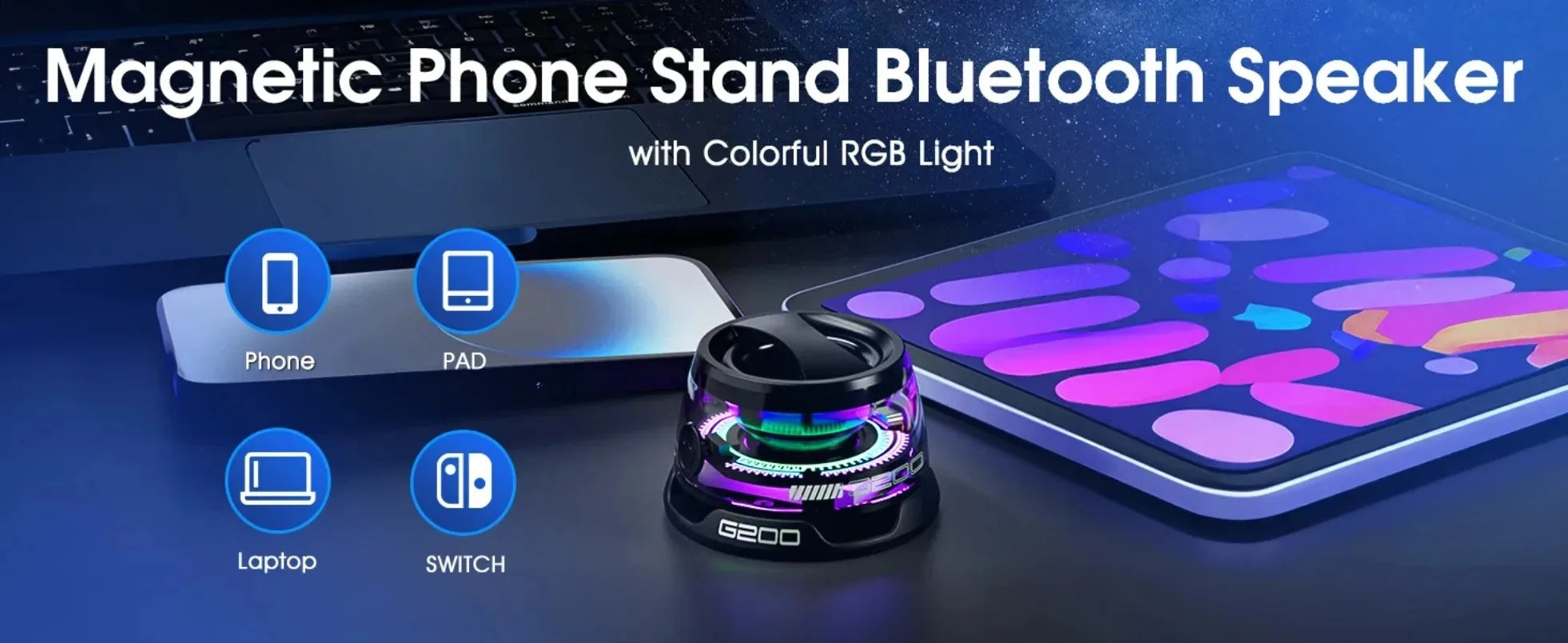 Mini RGB Bluetooth Speaker – Phone Stand | Portable | Stereo Sound
