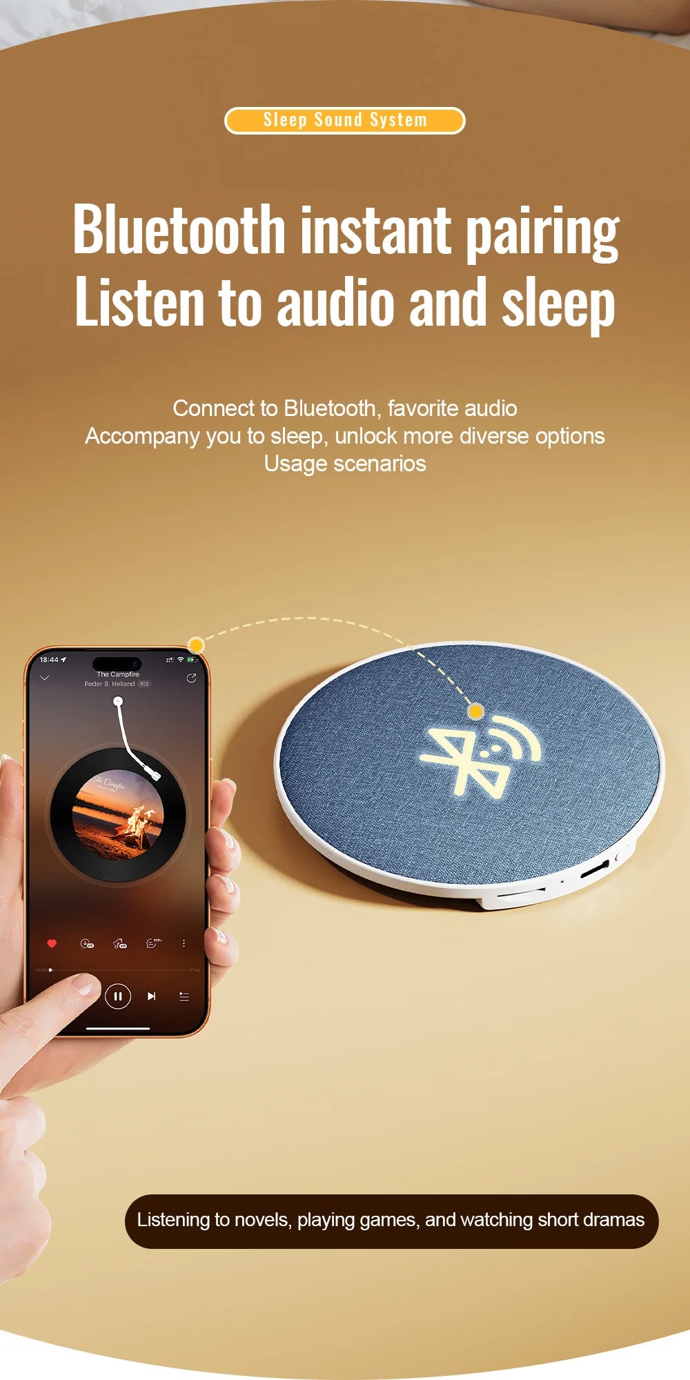 Wireless Pillow Speaker – Sleep Aid | 360° HiFi Sound | Bluetooth 5.4