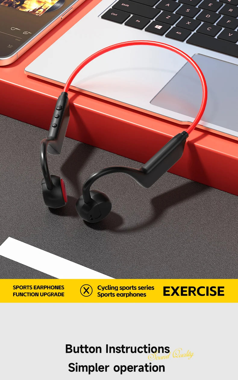 Bone Conduction Headphones IPX8 — Waterproof Bluetooth 5.4 Sports Headset with Mic