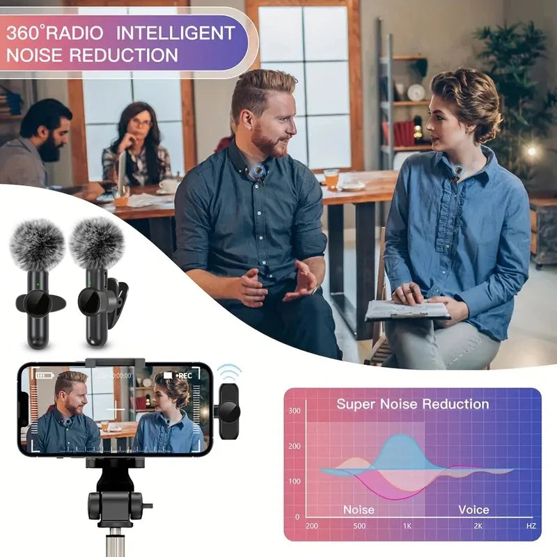 Mini Wireless Lavalier Microphone – For iPhone & Android | Plug & Play