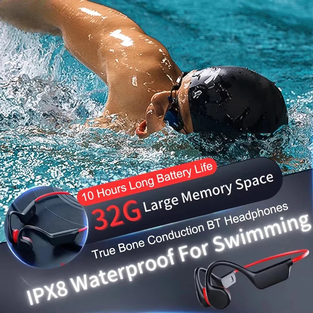 Bone Conduction Headphones IPX8 Waterproof MP3 32GB Bluetooth5.4 Wireless Headphones With Mic Swimming Sports Fitness 2026