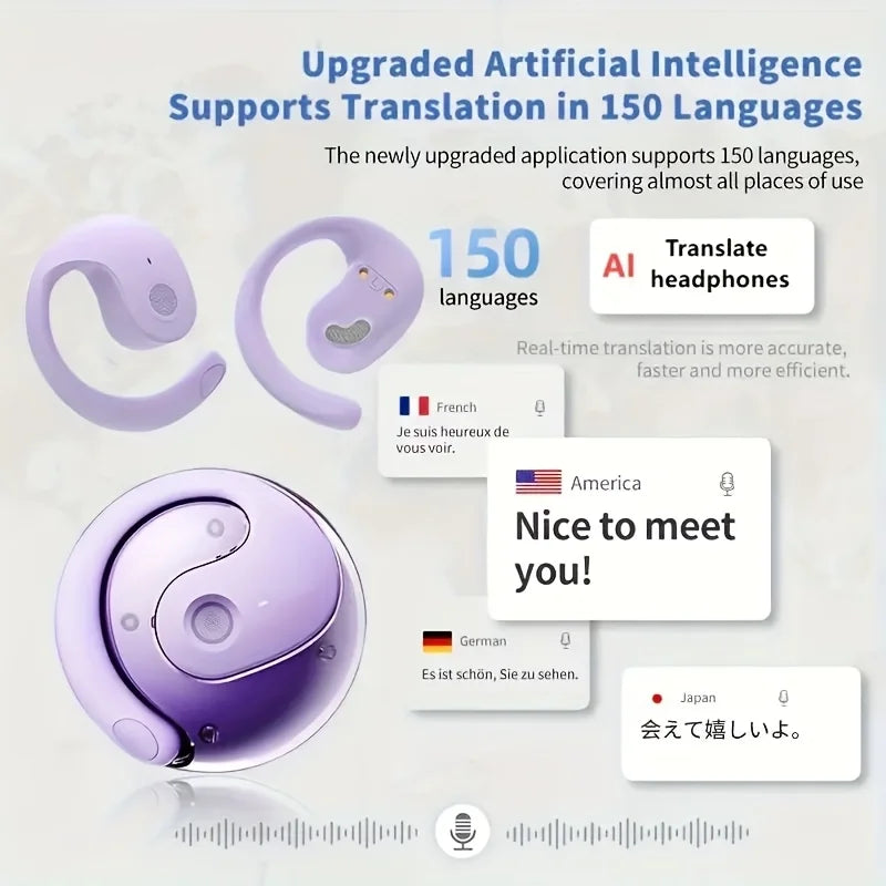 AI Translation Earphones – 144 Languages | Real-Time | Bluetooth 5.4