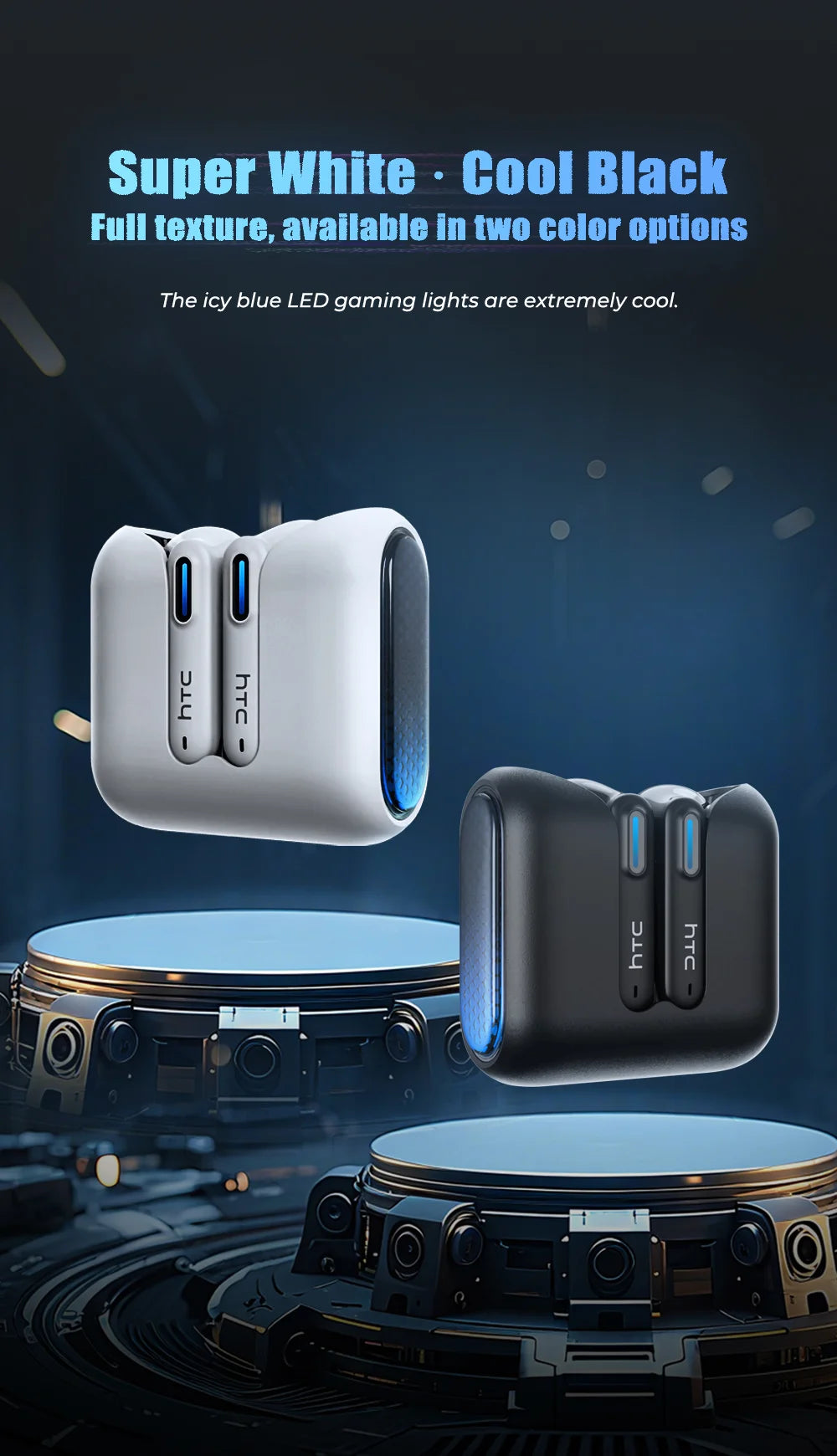 HTC NE49 AI Translator Earbuds – 40H Battery | ENC Noise Cancelling | Bluetooth 5.3