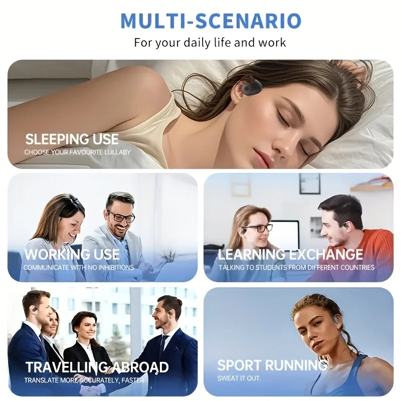 AI Translation Earphones – 144 Languages | Real-Time | Bluetooth 5.4