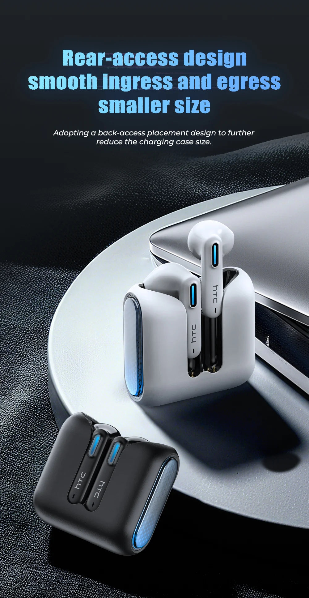 HTC NE49 AI Translator Earbuds – 40H Battery | ENC Noise Cancelling | Bluetooth 5.3