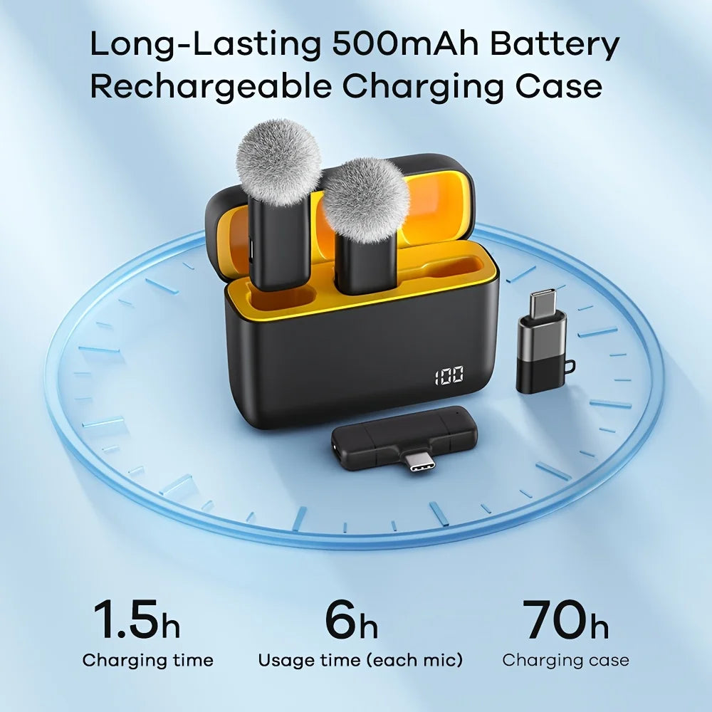 Wireless Lavalier Microphone – Charging Case | Noise Cancelling | iPhone & Android