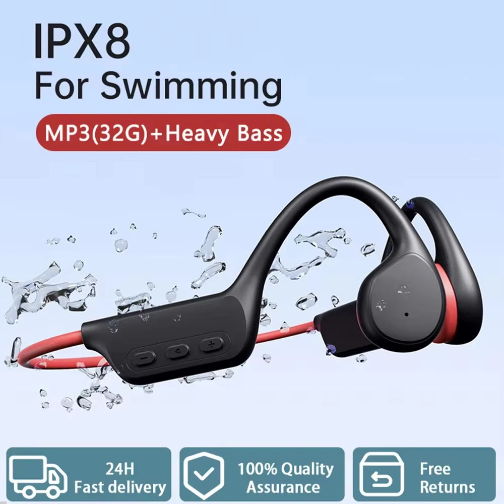 Bone Conduction Headphones IPX8 Waterproof MP3 32GB Bluetooth5.4 Wireless Headphones With Mic Swimming Sports Fitness 2026
