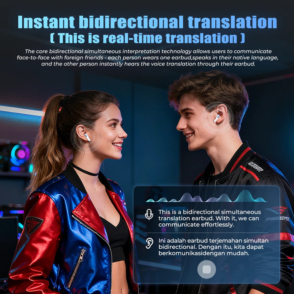 HTC NE49 AI Translator Earbuds – 40H Battery | ENC Noise Cancelling | Bluetooth 5.3