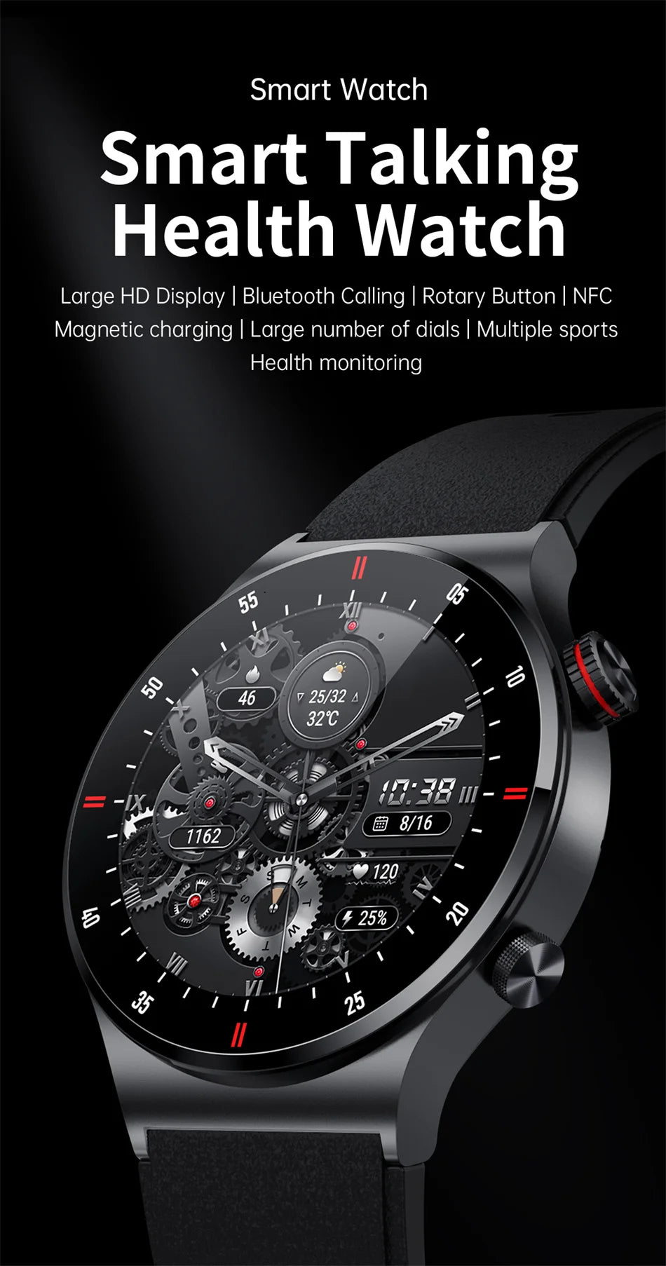 Men's Smart Watch – GPS | Bluetooth Calling | ECG Heart Monitor | Waterproof