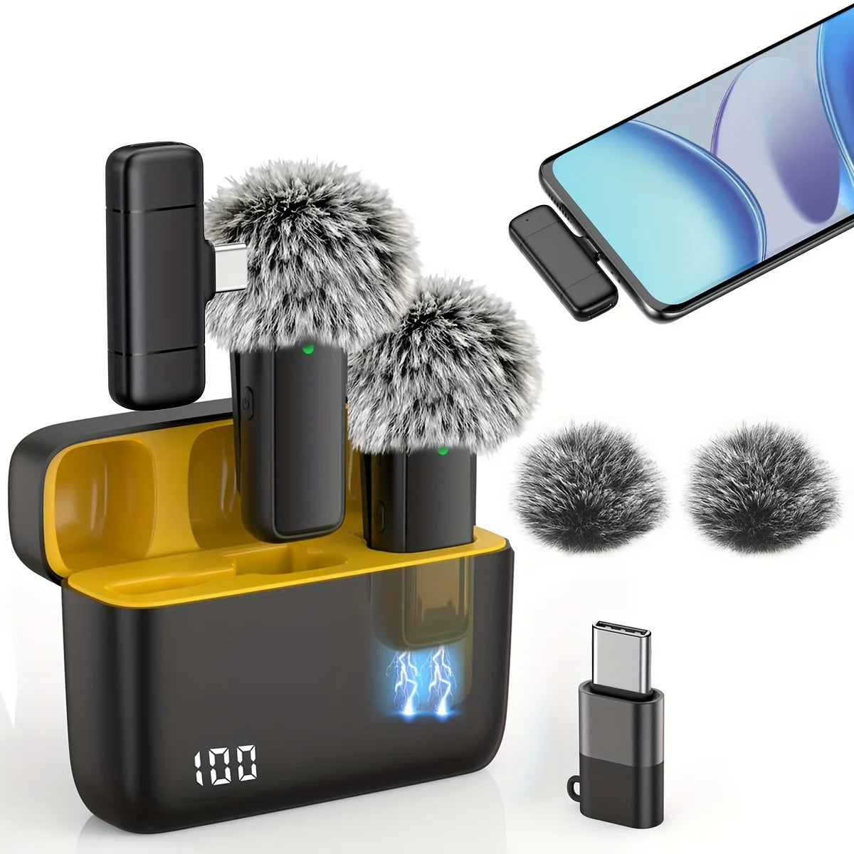 Wireless Lavalier Microphone – Charging Case | Noise Cancelling | iPhone & Android